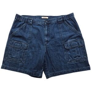 Savane Denim Cargo Shorts Mens 40 Blue Jean Cotton  Elastic Waist Utility Casual